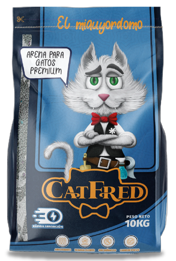 ARENA PARA GATO CATFRED CON AROMA MANZANA (10 KG)